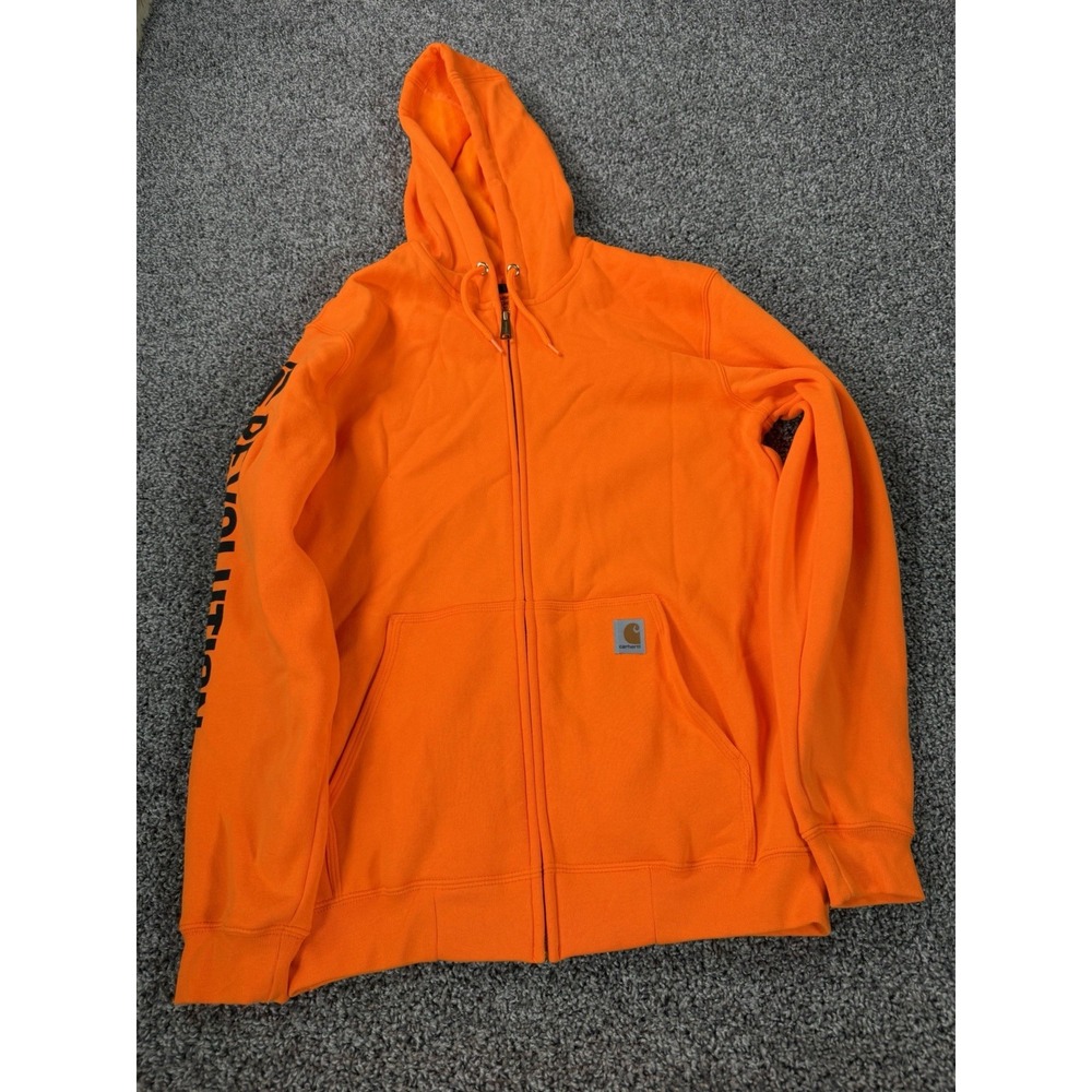 Carhartt Loose Fit Full Zip Hoodie Men's Size Medium Orange Workwear